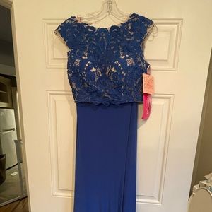 NWT blush prom royal blue 2 piece dress from prom girl.com